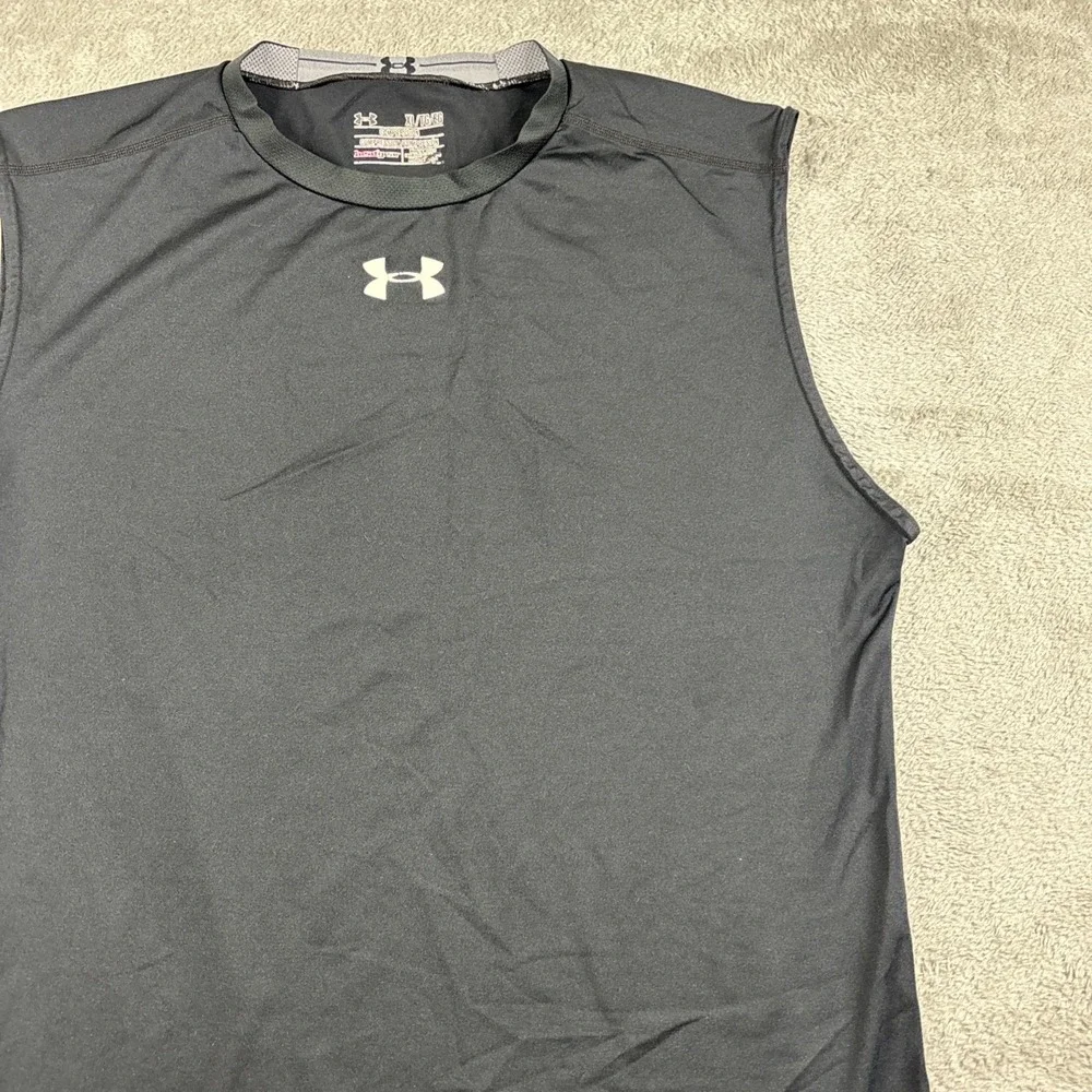 Under Armour Heatgear Mens Size XL Compression Black Top Sports Gym Athletic